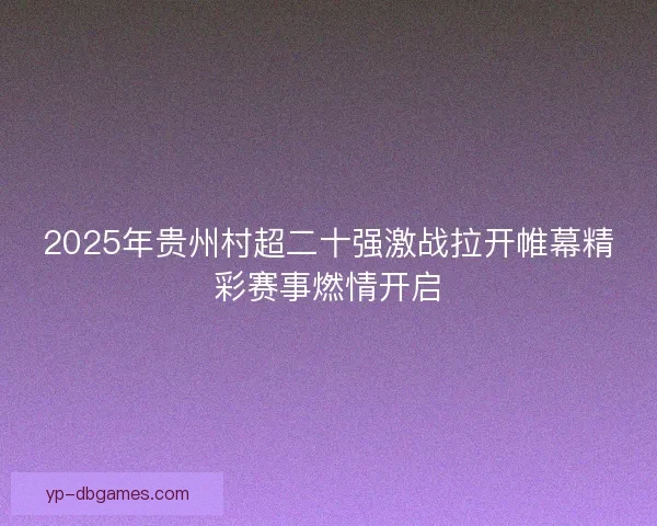 2025年贵州村超二十强激战拉开帷幕精彩赛事燃情开启